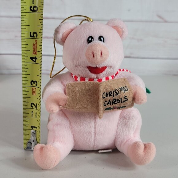 Kurt S Adler Pig Plush Christmas Ornament Holiday Christmas Carol Scarf No Sound - Picture 9 of 10